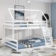 preview thumbnail 2 of 18, Separate Bunk Bed,Two Separate Beds,Twin over Full House Bunk Bed with Built-in Ladder