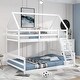 preview thumbnail 17 of 31, Twin over Full House Bunk Bed with Pitched Roof and Built-in Ladder, Grey, Convertible to Two Separate Beds