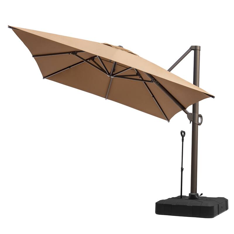 10 X 13FT Outdoor Patio Cantilever Umbrella with Rod Base