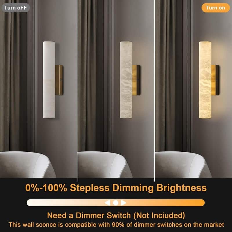 KAYLA 1-Light 20" Black LED Alabaster Wall Sconce