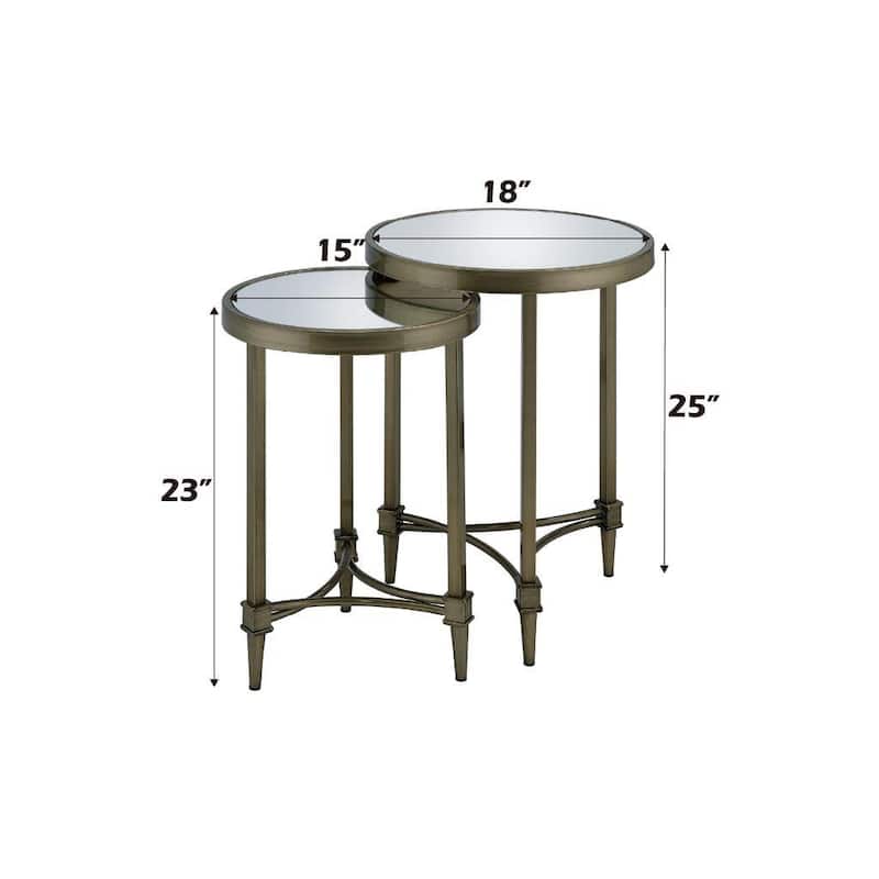 ACME ADITYA NESTING TABLE Mirrored & Antique Brass Finish