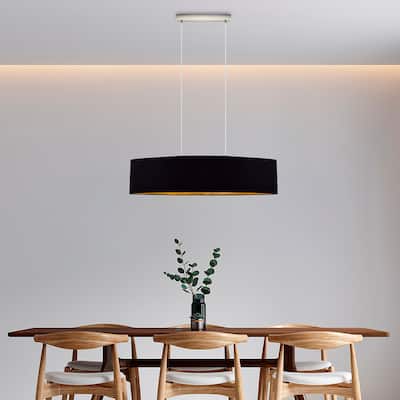 Eglo Maserlo 2-light Satin Nickel Pendant with Black and Gold
