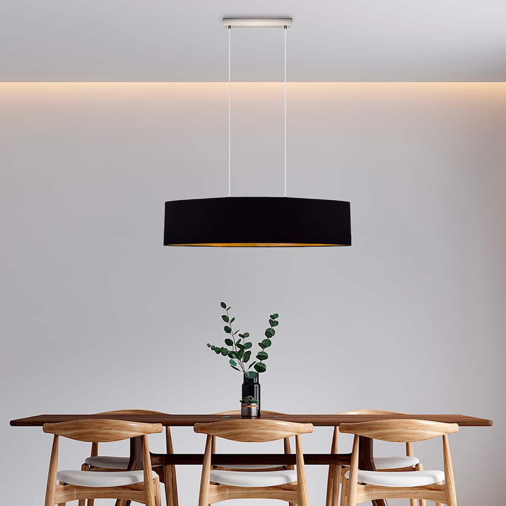 Eglo Maserlo 2-light Satin Nickel Pendant with Black and Gold