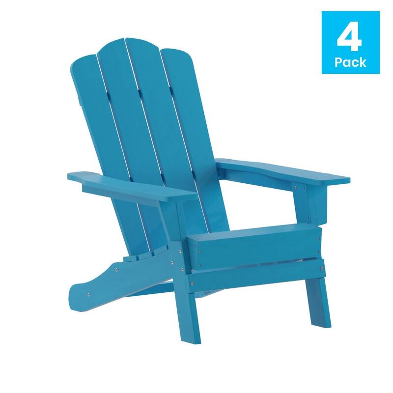 Set of 4 All-Weather Adirondack Chairs with Cupholders
