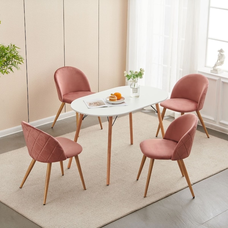 HomyLin Modern Upholstered Fabric Dining Chair Mid Back Armless