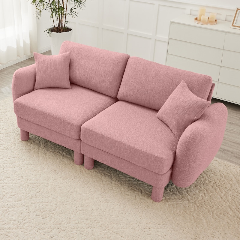 Loveseat Sofa, 78" 2-Seater Upholstered Couch Modern Sectional Couches with Shell-shaped Armrests for Living Room
