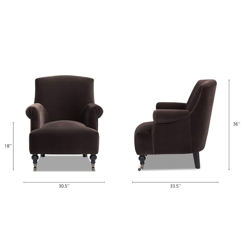 Eloise 30" Transitional Velvet Pleated Sock Arm Accent Chair
