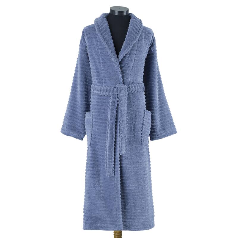 Ribbed Zero Twist Turkish Cotton Unisex Bathrobe