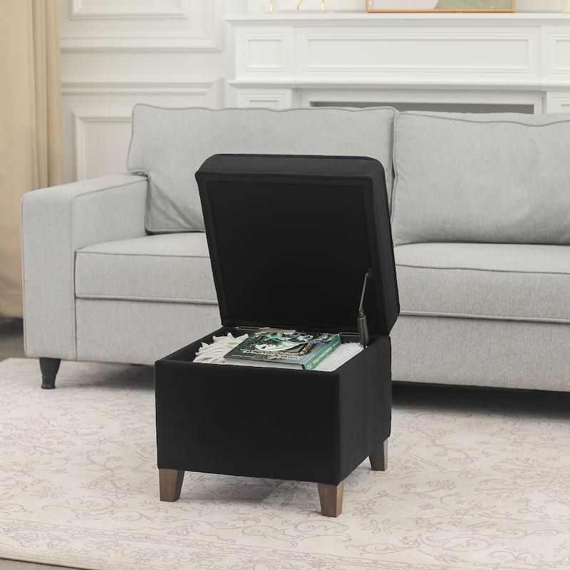 Adeco Square Storage Ottoman 17 inch Footstool
