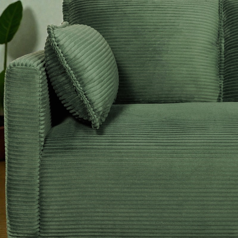 48" Corduroy Loveseat Sofa with Side Storage Pocket, 2-Seater Couch, Solid Wood Frame for Apartment