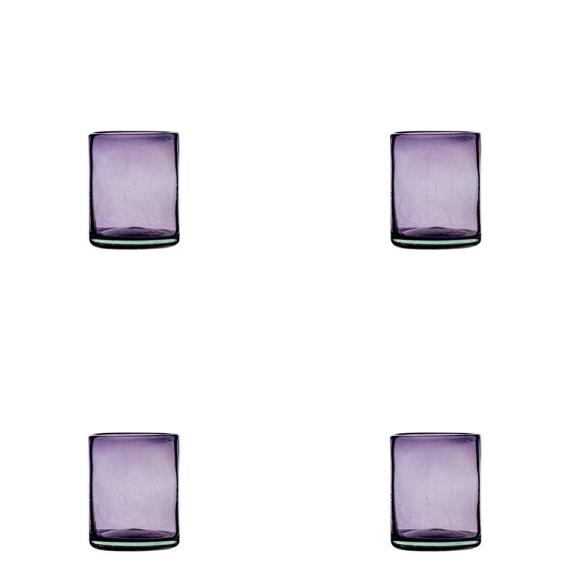 10 Strawberry Street Morado Handblown Mexican Glassware, Sets of 4 - 11 oz. Double Old Fashioned