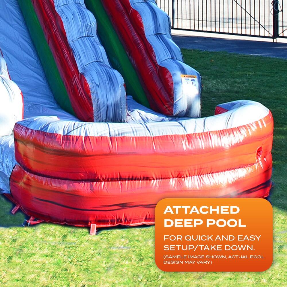 JumpOrange Midnight 15 ft Commercial Grade Inflatable Water Slide (with Pool and Blower)