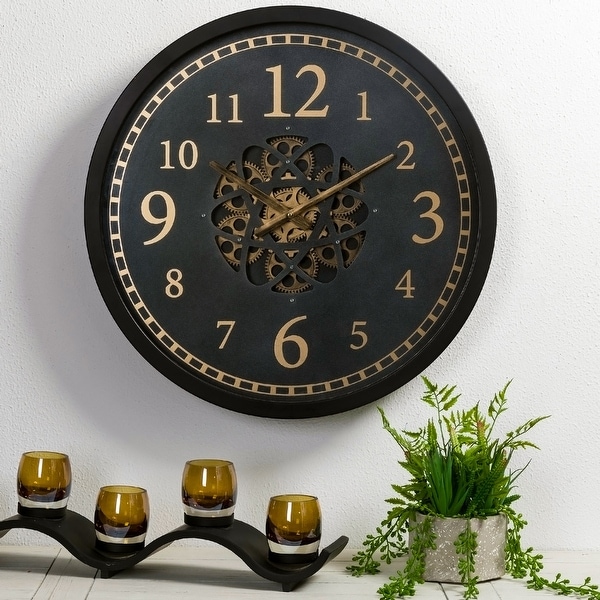 Glitzhome 22.8"D Morden Metal Wall Clock with Moving Gears. Opens flyout.
