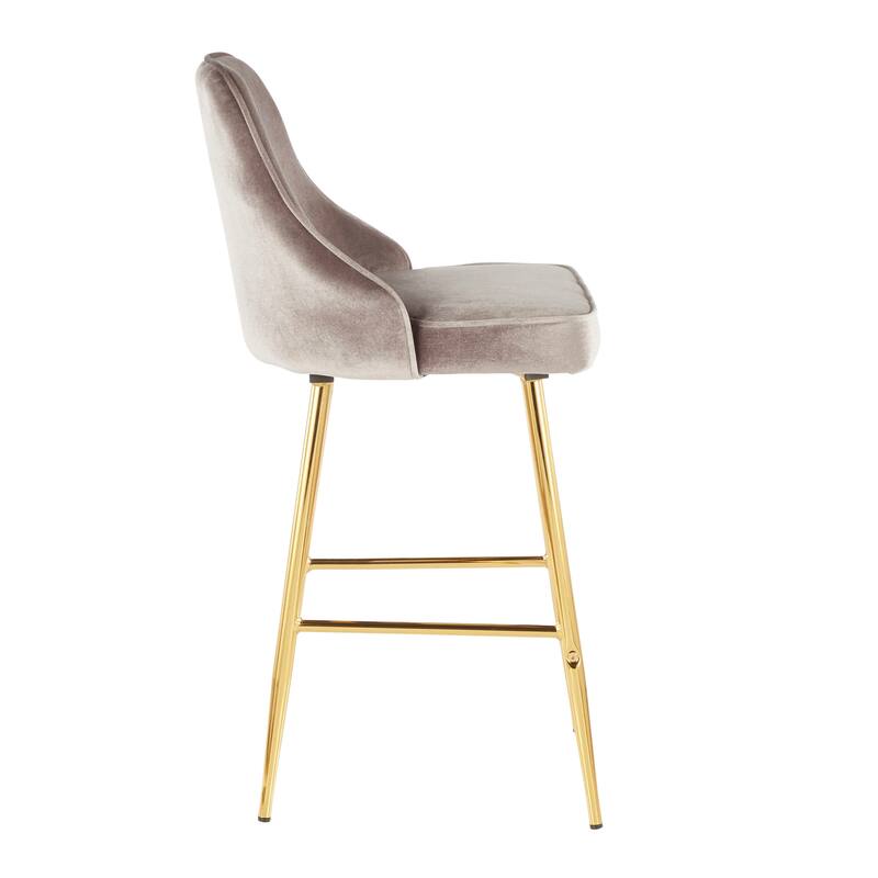 LumiSource Marcel Glam Velvet Gold Metal Counter Stools (Set of 2)