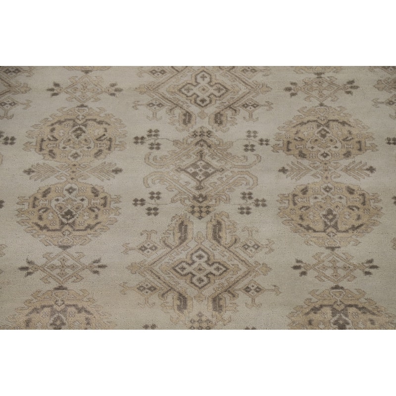 Transitional Oushak Area Rug Hand-Knotted Oriental Wool Carpet - 9'0"x 11'11"
