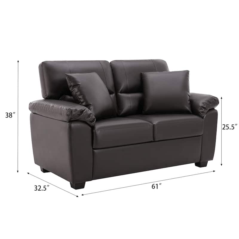 Morden Fort Upholstered Loveseats for Living Room,Two-Seater Sofa Faux Leather