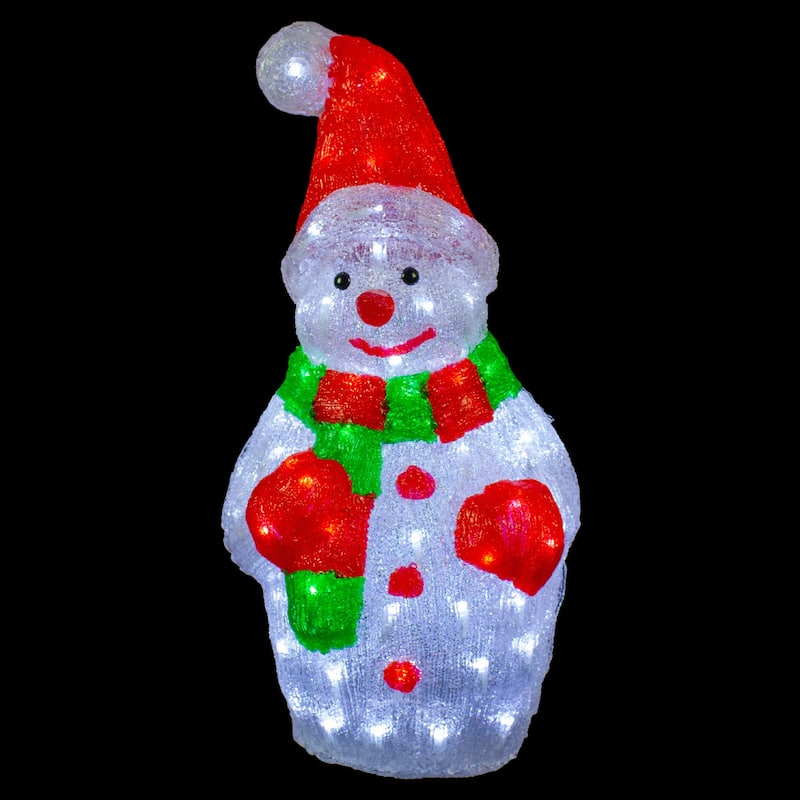 25" Lighted Commercial Grade Acrylic Christmas Snowman Display Decor - White
