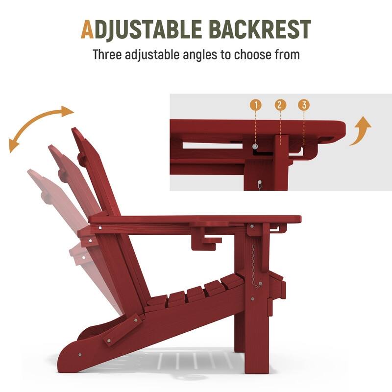 3-Position Reclining Folding Outdoor Chair – PE Wood Grain, Weather-Resistant