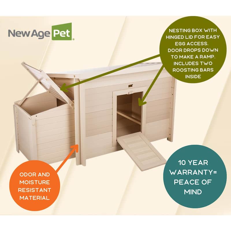 New Age Pet® ECOFLEX® Composite Fontana Outdoor Chicken Coop-Barn in Tan