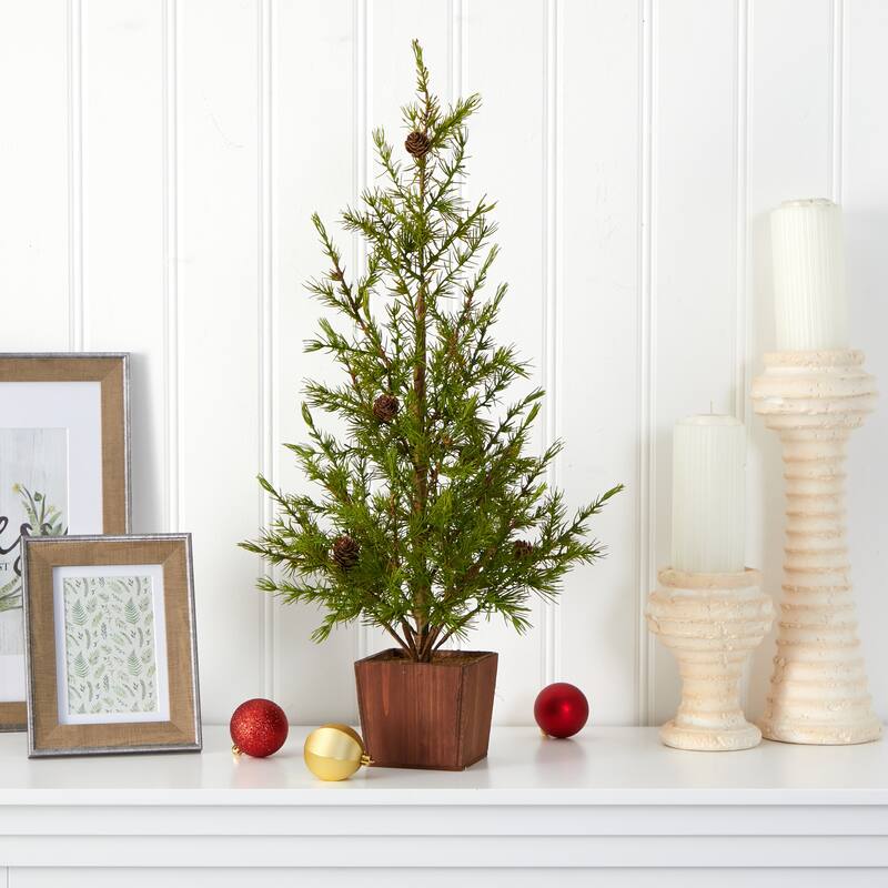 2.25' Potted Alpine with Pinecones Artificial Christmas Tree, Unlit - 2 Foot