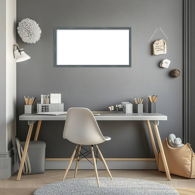 Amanti Art Dixie Blue Grey Rustic Narrow Framed Dry Erase Magnetic Board