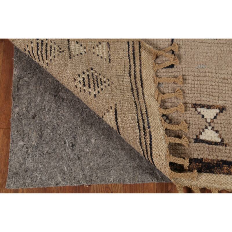 Brown Moroccan Oriental Area Rug Handmade Wool Carpet - 5'0"x 8'11"