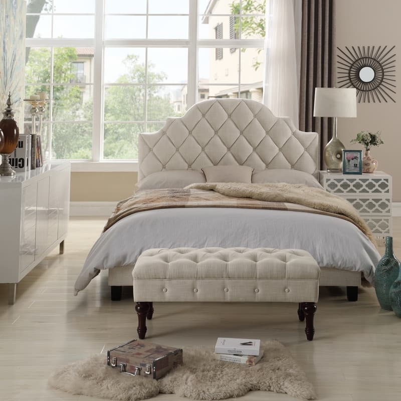 Rosevera Laguerre Tufted Upholstered Ottoman Bench, Bedroom Bench