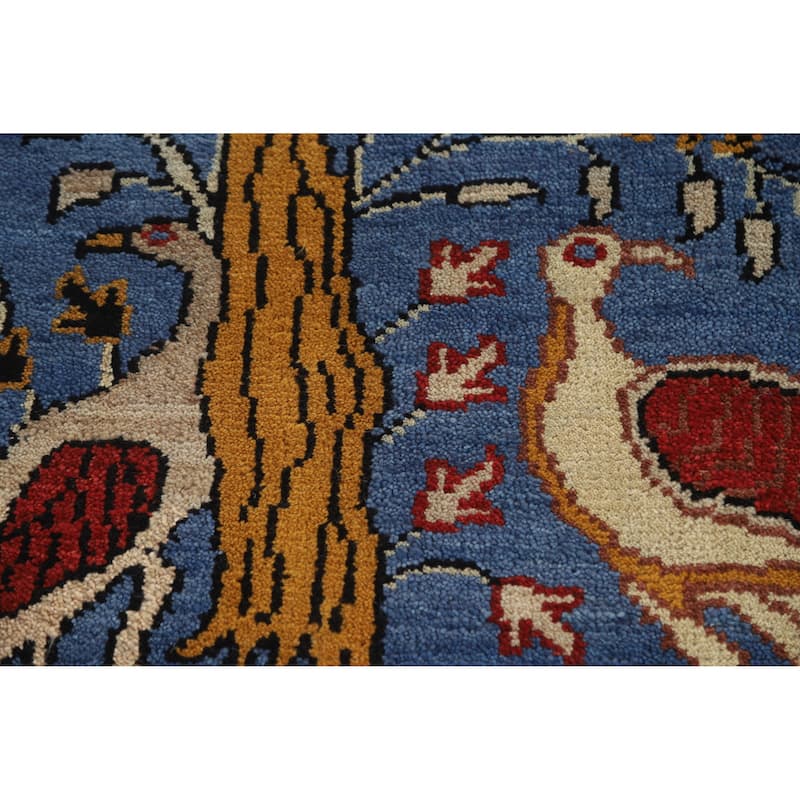 Hand Knotted Oriental 100% Wool Carpet Traditional All-Over Navy Blue & Blues Ziegler Area Rug - 13' 10'' X 9' 10''