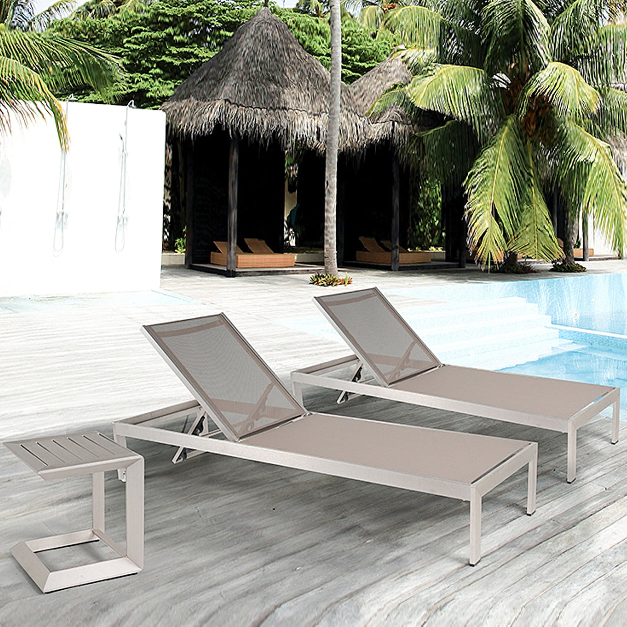 Aluminum Contemporary Outdoor Chaise Lounge Modern Silver Aluminum - Main Image