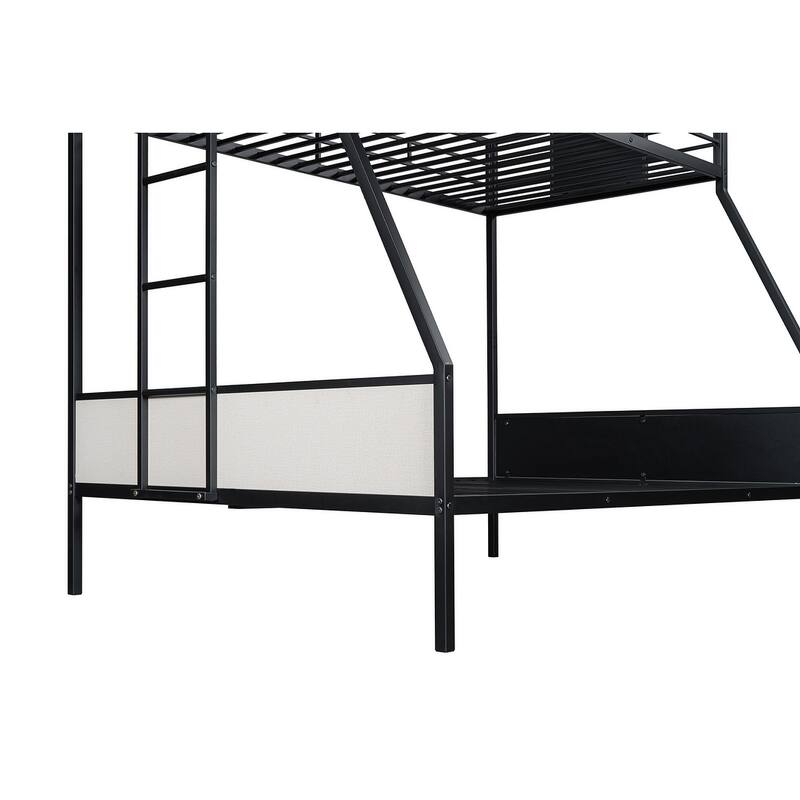 Twin Over Full Metal Bunk Bed with Ladder, Black Two-Tone Design