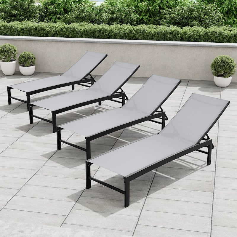 Outdoor Pool Lounger All-weather Adjustable Chaise Lounge Chair