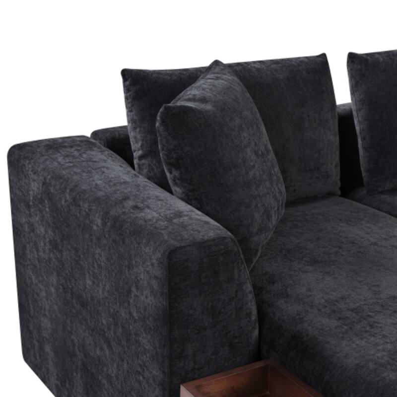 L-Shaped Sofa Couch with Built-in Wooden Storage Compartment by Harper&Bright Designs