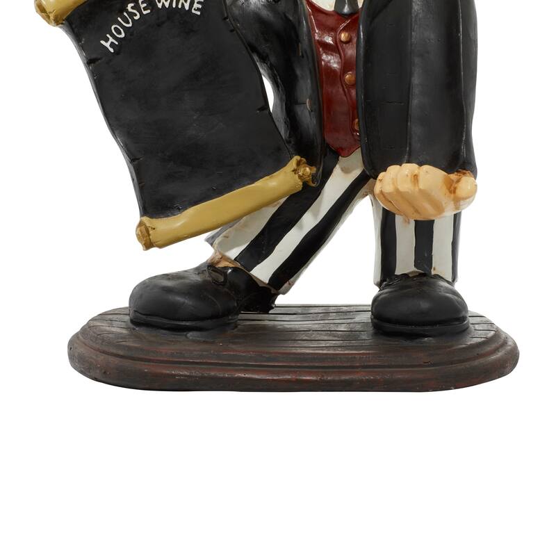 Black Polystone Chef Decorative Sculpture with Chalkboard and Wine Holder Slot - 13 x 9 x 20