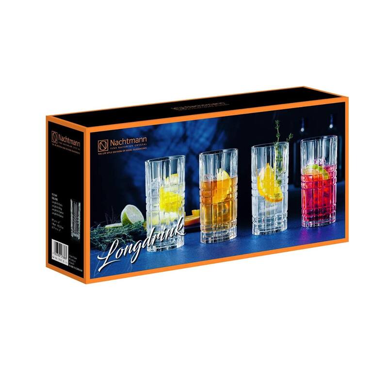 Nachtmann Set of 4 Square Longdrink Glasses - 15 oz