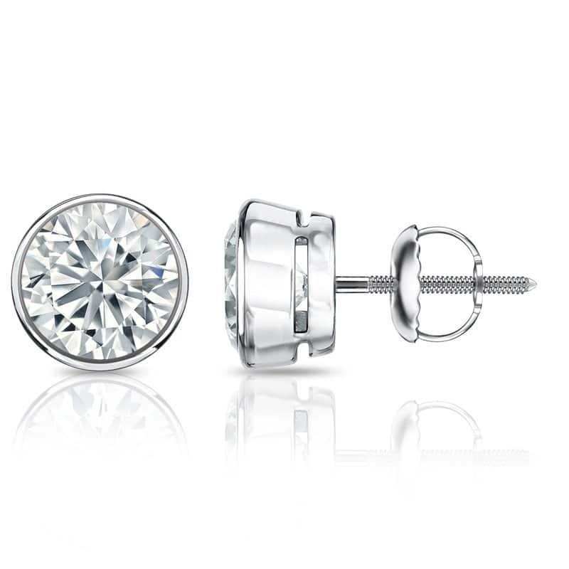 Auriya 1ctw Round Diamond Stud Earrings Bezel-set 18k Gold - Certified