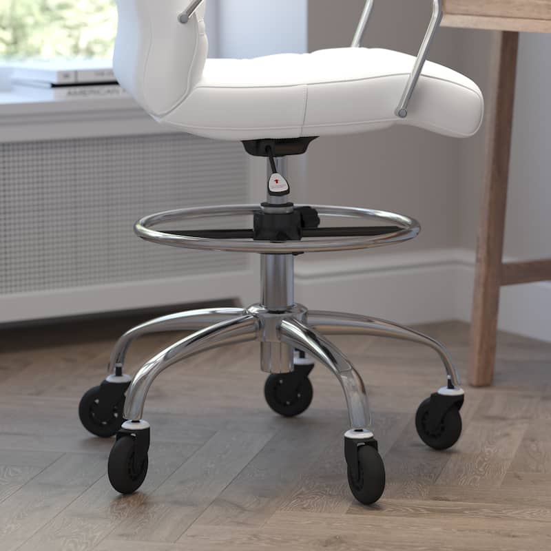 Drafting Chair with Roller Wheels, Adjustable Foot Ring