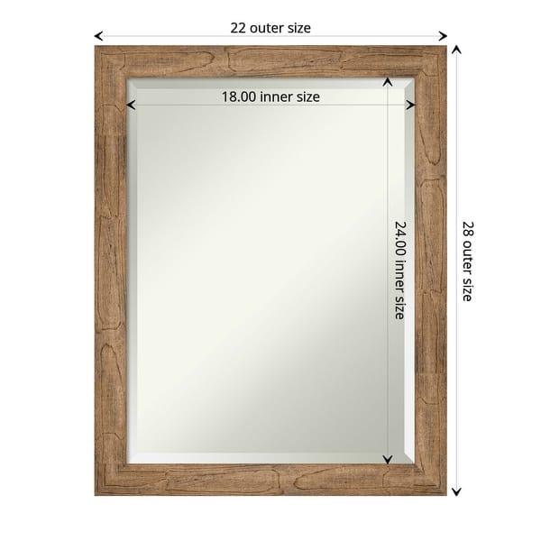 dimension image slide 4 of 5, Beveled Wood Wall Mirror - Owl Brown Narrow Frame
