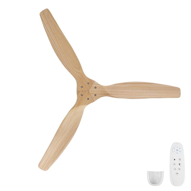52"Mordern Rustic Elegance Solid Wood Blades Low Profile Flush Mount Ceiling Fan without Light