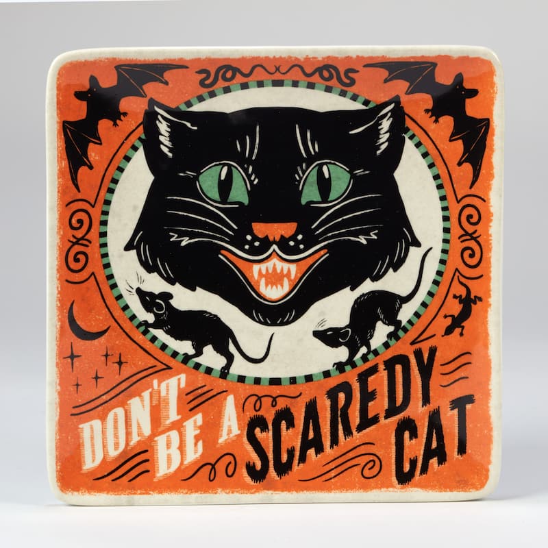 Certified International Scaredy Cat 8.5-inch Dessert/Salad Plates, Set of 4 Assorted Designs - 8.5" x 8.5" x 0.75"