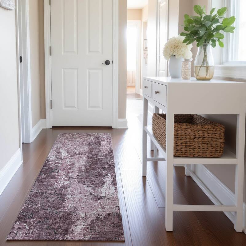 Premium Washable Super Soft Abstract Glam Mayfield Rug - Pink - 2'3" x 7'6"