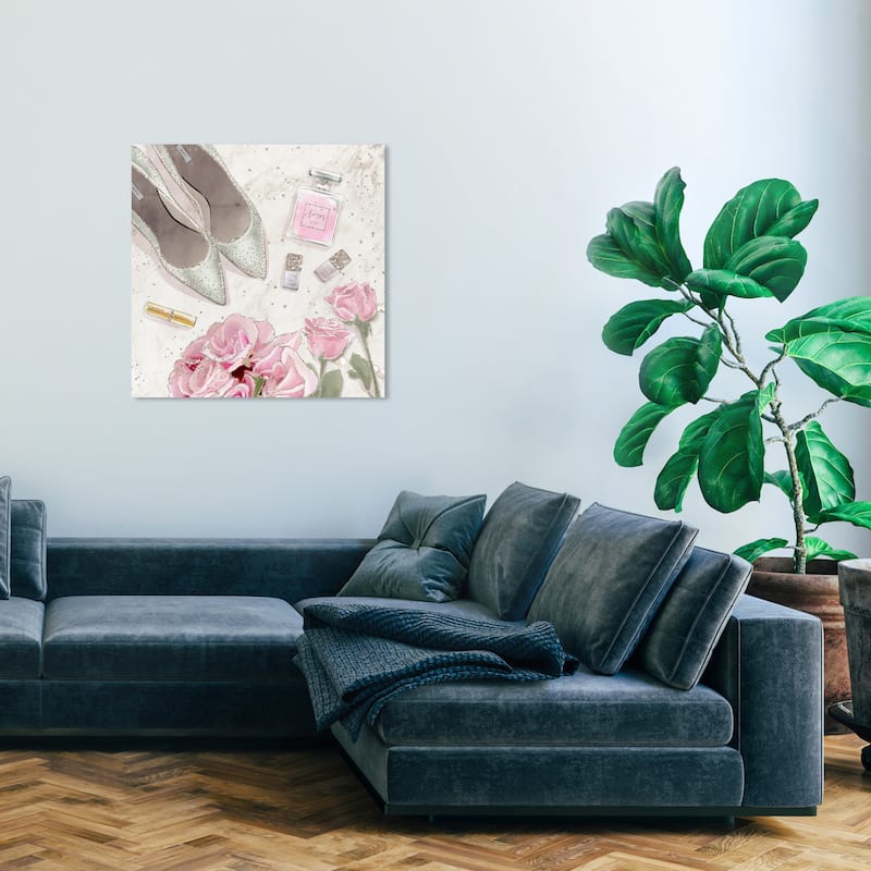 Wynwood Studio Canvas Fashion and Glam Here Comes the Bridal Heels White and Pastel Pink Glam Wall Art Canvas Print - 30 x 30