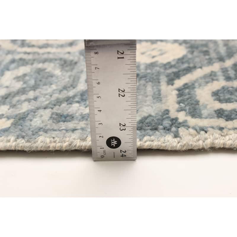 ECARPETGALLERY Hand-knotted Mystique Dark Teal Wool Rug - 8'0 x 2'4