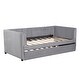 preview thumbnail 6 of 9, Twin Size Stylish Velvet Upholstered Daybed Ergonomic Design Backrest Daybed with Trundle Bed Wood Slat Support, Grey