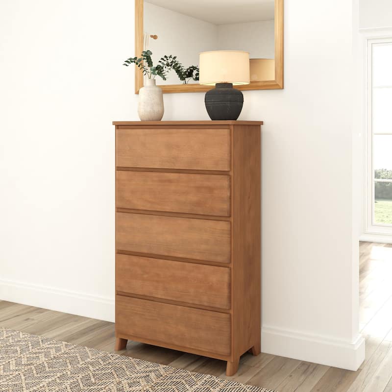 Plank and Beam Farmhouse 5-Drawer Dresser - Pecan