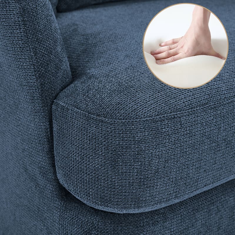 Upholstered Swivel Accent Chair Barrel Armchair Metal Frame with Pillows Living Room Chair