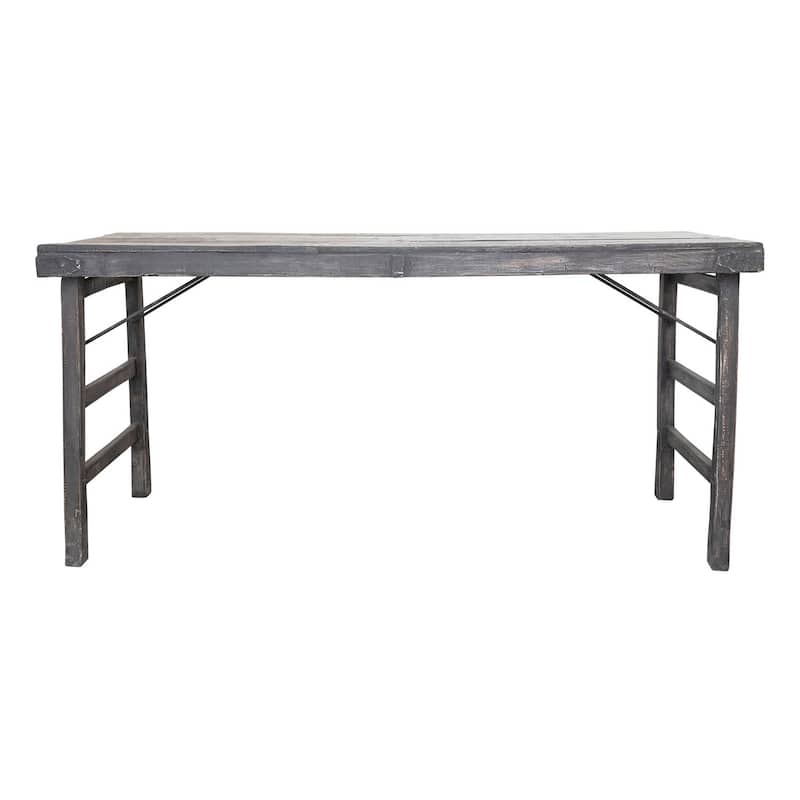 Reclaimed Wood Long Folding Table - Distressed Blackwashed