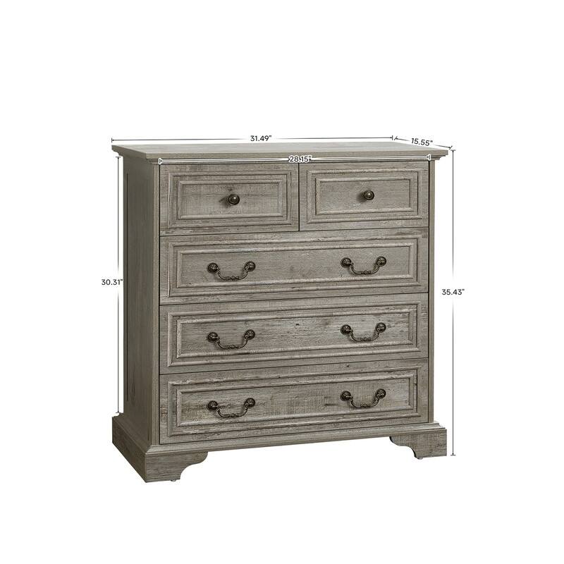 Modern White 5-Drawer Dresser for Bedroom-Ample Storage Wide Chest of Drawers, Sturdy & Safe