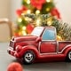 preview thumbnail 2 of 14, Glitzhome LED Lighted Red Truck Christmas Table Decor - 11"l*5.2"w*6"h