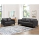 preview thumbnail 3 of 22, Abbyson Woodstock Mid Century 2 Piece Top Grain Leather Sofa and Loveseat Set Grey