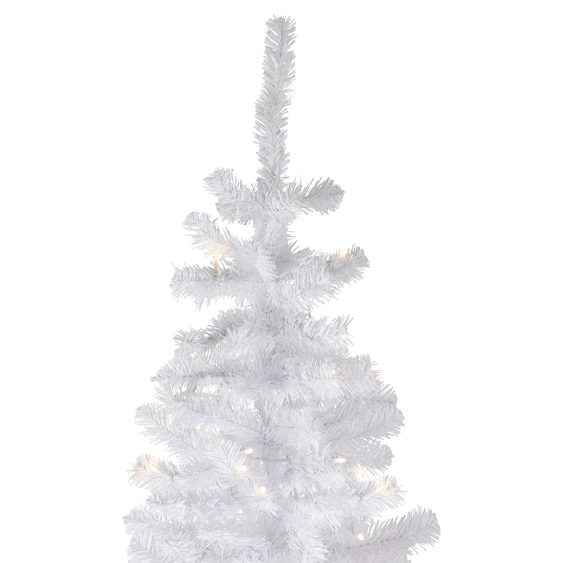 7.5' Pre-Lit White Georgian Pine Pencil Artificial Christmas Tree Warm White LED Lights